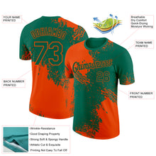 Laden Sie das Bild in den Galerie-Viewer, Custom Kelly Green Orange 3D Pattern Design Abstract Brush Stroke Performance T-Shirt

