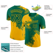 Laden Sie das Bild in den Galerie-Viewer, Custom Kelly Green Gold 3D Pattern Design Abstract Brush Stroke Performance T-Shirt
