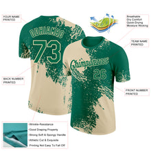Laden Sie das Bild in den Galerie-Viewer, Custom Kelly Green Cream 3D Pattern Design Abstract Brush Stroke Performance T-Shirt
