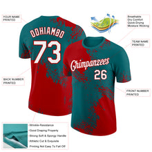 Charger l&#39;image dans la galerie, Custom Teal White-Red 3D Pattern Design Abstract Brush Stroke Performance T-Shirt
