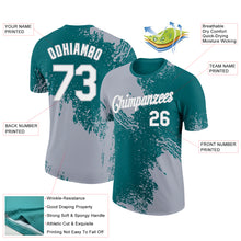Charger l&#39;image dans la galerie, Custom Teal White-Gray 3D Pattern Design Abstract Brush Stroke Performance T-Shirt
