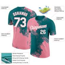 Charger l&#39;image dans la galerie, Custom Teal White-Medium Pink 3D Pattern Design Abstract Brush Stroke Performance T-Shirt
