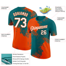 Charger l&#39;image dans la galerie, Custom Teal White-Orange 3D Pattern Design Abstract Brush Stroke Performance T-Shirt
