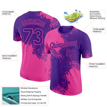 Charger l&#39;image dans la galerie, Custom Purple Pink 3D Pattern Design Abstract Brush Stroke Performance T-Shirt
