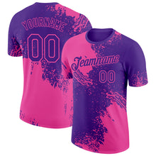 Charger l&#39;image dans la galerie, Custom Purple Pink 3D Pattern Design Abstract Brush Stroke Performance T-Shirt
