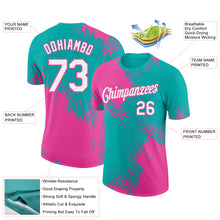 Load image into Gallery viewer, Custom Aqua White-Pink 3D Pattern Design Abstract Brush Stroke Performance T-Shirt

