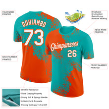 Charger l&#39;image dans la galerie, Custom Aqua White-Orange 3D Pattern Design Abstract Brush Stroke Performance T-Shirt
