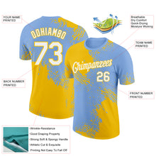 Загрузить изображение в средство просмотра галереи, Custom Light Blue White-Yellow 3D Pattern Design Abstract Brush Stroke Performance T-Shirt
