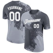 Charger l&#39;image dans la galerie, Custom Steel Gray White-Gray 3D Pattern Design Abstract Brush Stroke Performance T-Shirt
