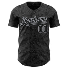Load image into Gallery viewer, Custom Black Gray 3D Pattern Design Rave Party Ethnic Paisley Bandana Authentic Baseball Jersey
