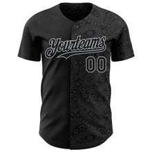 Load image into Gallery viewer, Custom Black Gray 3D Pattern Design Rave Party Ethnic Paisley Bandana Authentic Baseball Jersey
