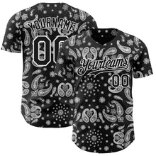 Load image into Gallery viewer, Custom Black White 3D Pattern Design Rave Party Ethnic Paisley Bandana Authentic Baseball Jersey
