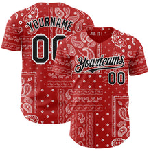 Load image into Gallery viewer, Custom Red Black-White 3D Pattern Design Rave Party Ethnic Paisley Bandana Authentic Baseball Jersey
