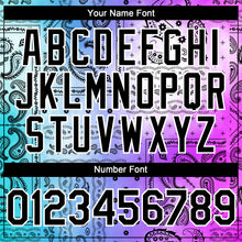 Charger l'image dans la galerie, Custom Purple Black Blue-White 3D Pattern Design Gradient Rave Party Ethnic Paisley Bandana Authentic Baseball Jersey
