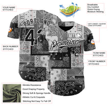 Load image into Gallery viewer, Custom Black Gray-White 3D Pattern Design Rave Party Ethnic Paisley Bandana Authentic Baseball Jersey
