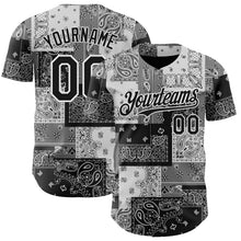 Load image into Gallery viewer, Custom Black Gray-White 3D Pattern Design Rave Party Ethnic Paisley Bandana Authentic Baseball Jersey
