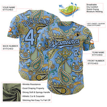 Load image into Gallery viewer, Custom Light Blue Black 3D Pattern Design Rave Party Ethnic Paisley Bandana Authentic Baseball Jersey
