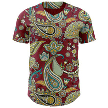 Загрузить изображение в средство просмотра галереи, Custom Crimson Black 3D Pattern Design Rave Party Ethnic Paisley Bandana Authentic Baseball Jersey
