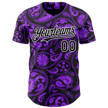 Load image into Gallery viewer, Custom Black Purple-White 3D Pattern Design Rave Party Ethnic Paisley Bandana Authentic Baseball Jersey
