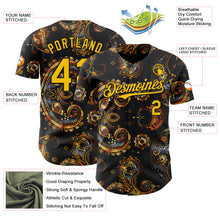 Load image into Gallery viewer, Custom Black Yellow 3D Pattern Design Rave Party Ethnic Paisley Bandana Authentic Baseball Jersey
