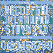 Load image into Gallery viewer, Custom Teal Light Blue-White 3D Pattern Design Rave Party Ethnic Paisley Bandana Authentic Baseball Jersey
