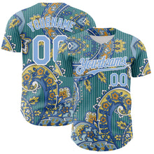 Load image into Gallery viewer, Custom Teal Light Blue-White 3D Pattern Design Rave Party Ethnic Paisley Bandana Authentic Baseball Jersey
