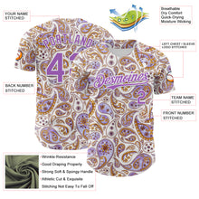 Load image into Gallery viewer, Custom White Medium Purple 3D Pattern Design Rave Party Ethnic Paisley Bandana Authentic Baseball Jersey
