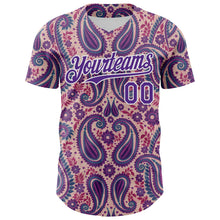 Load image into Gallery viewer, Custom Light Pink Purple-White 3D Pattern Design Rave Party Ethnic Paisley Bandana Authentic Baseball Jersey
