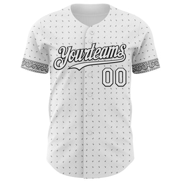 Custom White Gray-Black 3D Pattern Design Rave Party Ethnic Paisley Bandana Authentic Baseball Jersey