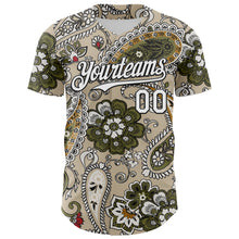 Load image into Gallery viewer, Custom City Cream White-Black 3D Pattern Design Rave Party Ethnic Paisley Bandana Authentic Baseball Jersey
