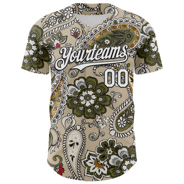 Custom City Cream White-Black 3D Pattern Design Rave Party Ethnic Paisley Bandana Authentic Baseball Jersey