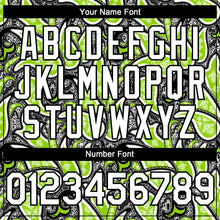 Load image into Gallery viewer, Custom Black White-Neon Green 3D Pattern Design Rave Party Ethnic Paisley Bandana Authentic Baseball Jersey
