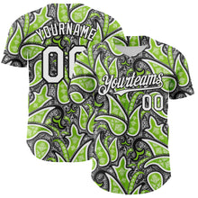 Load image into Gallery viewer, Custom Black White-Neon Green 3D Pattern Design Rave Party Ethnic Paisley Bandana Authentic Baseball Jersey
