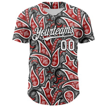 Load image into Gallery viewer, Custom Black White-Red 3D Pattern Design Rave Party Ethnic Paisley Bandana Authentic Baseball Jersey
