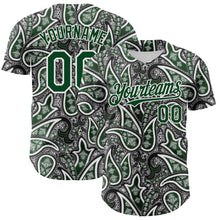 Load image into Gallery viewer, Custom Black Green-White 3D Pattern Design Rave Party Ethnic Paisley Bandana Authentic Baseball Jersey
