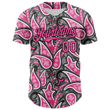 Load image into Gallery viewer, Custom Black Pink-White 3D Pattern Design Rave Party Ethnic Paisley Bandana Authentic Baseball Jersey
