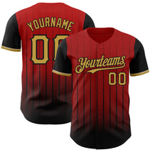 Load image into Gallery viewer, Custom Red Old Gold-Black 3D Pattern Design Gradient Geometric Shape Authentic Baseball Jersey
