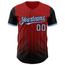 Load image into Gallery viewer, Custom Red Light Blue-Black 3D Pattern Design Gradient Geometric Shape Authentic Baseball Jersey

