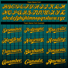 Charger l&#39;image dans la galerie, Custom Teal Gold-Black 3D Pattern Design Gradient Geometric Shape Authentic Baseball Jersey
