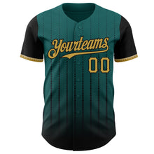 Charger l&#39;image dans la galerie, Custom Teal Old Gold-Black 3D Pattern Design Gradient Geometric Shape Authentic Baseball Jersey
