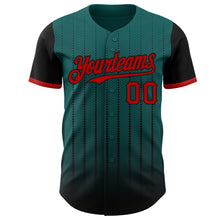Charger l&#39;image dans la galerie, Custom Teal Red-Black 3D Pattern Design Gradient Geometric Shape Authentic Baseball Jersey

