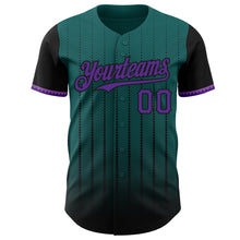 Charger l&#39;image dans la galerie, Custom Teal Purple-Black 3D Pattern Design Gradient Geometric Shape Authentic Baseball Jersey

