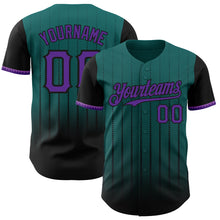 Charger l&#39;image dans la galerie, Custom Teal Purple-Black 3D Pattern Design Gradient Geometric Shape Authentic Baseball Jersey
