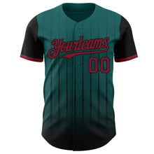 Charger l&#39;image dans la galerie, Custom Teal Crimson-Black 3D Pattern Design Gradient Geometric Shape Authentic Baseball Jersey
