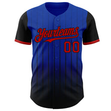 Charger l&#39;image dans la galerie, Custom Thunder Blue Red-Black 3D Pattern Design Gradient Geometric Shape Authentic Baseball Jersey
