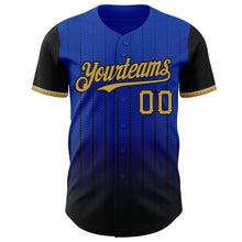 Charger l&#39;image dans la galerie, Custom Thunder Blue Old Gold-Black 3D Pattern Design Gradient Geometric Shape Authentic Baseball Jersey
