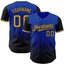 Charger l&#39;image dans la galerie, Custom Thunder Blue Old Gold-Black 3D Pattern Design Gradient Geometric Shape Authentic Baseball Jersey
