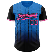 Charger l&#39;image dans la galerie, Custom Electric Blue Pink-Black 3D Pattern Design Gradient Geometric Shape Authentic Baseball Jersey

