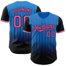 Charger l&#39;image dans la galerie, Custom Electric Blue Pink-Black 3D Pattern Design Gradient Geometric Shape Authentic Baseball Jersey

