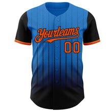 Charger l&#39;image dans la galerie, Custom Electric Blue Orange-Black 3D Pattern Design Gradient Geometric Shape Authentic Baseball Jersey
